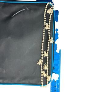 Vintage Carved Bead Rose Elephant Charm Necklace Ivory Tone Boho Safari Jewelry